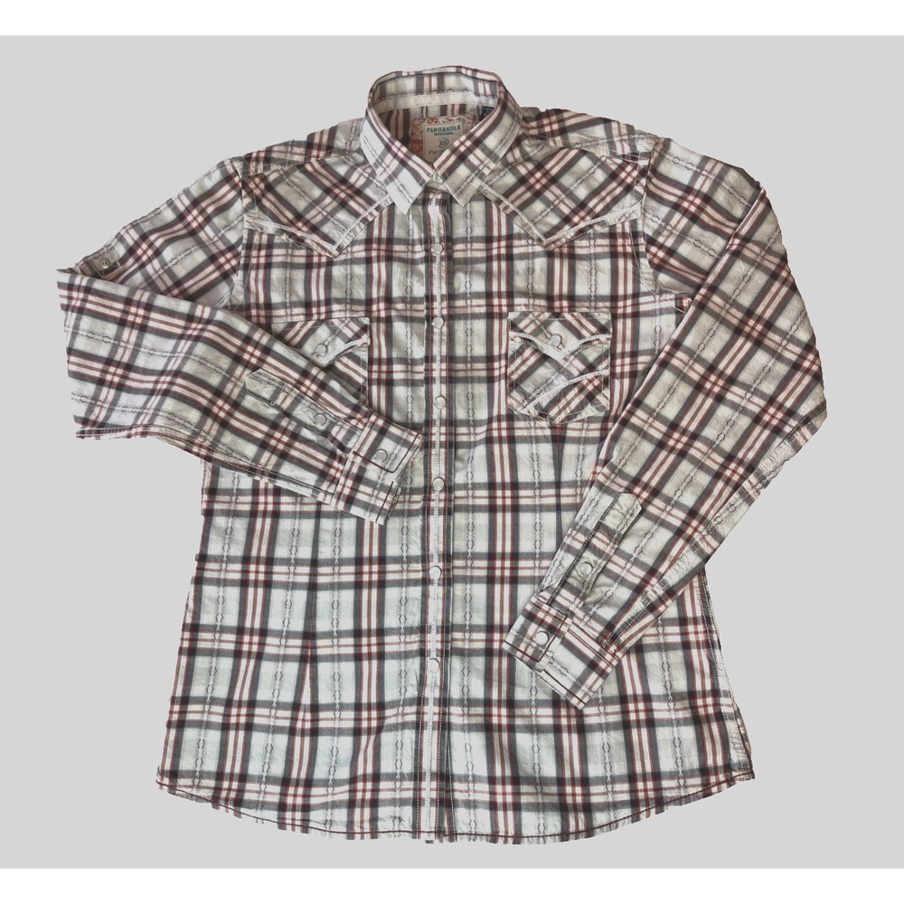 Panhandle Rough Stock Womens XS Plaid Pearl Snap Western Shirt Aztec Long Sleeve